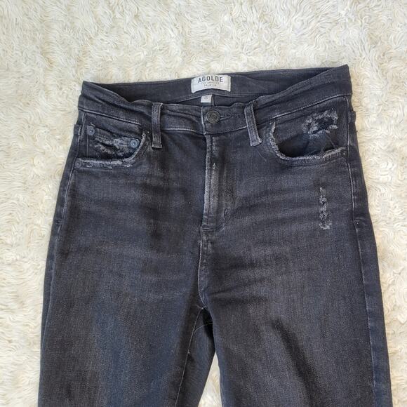 AGOLDE Sophie High Rise Skinny Crop Distressed Temple Size 26 - Picture 5 of 10